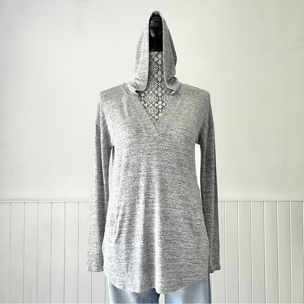 Banana Republic Marled Gray Jersey Knit Long Sleeve Luxe Hoodie Size XS
